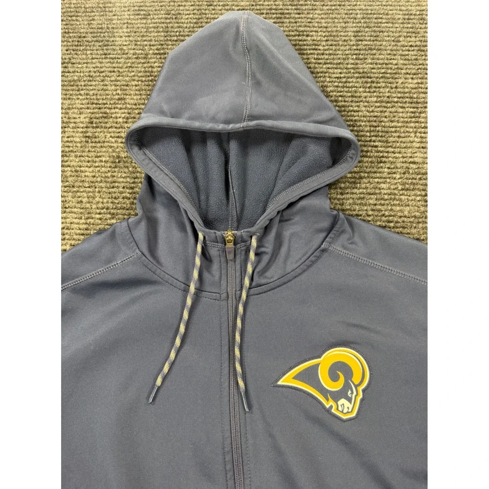 Nike Mens Los Angeles Rams Therma-FIT Full Zip Hoodie Navy Blue L 748069-419